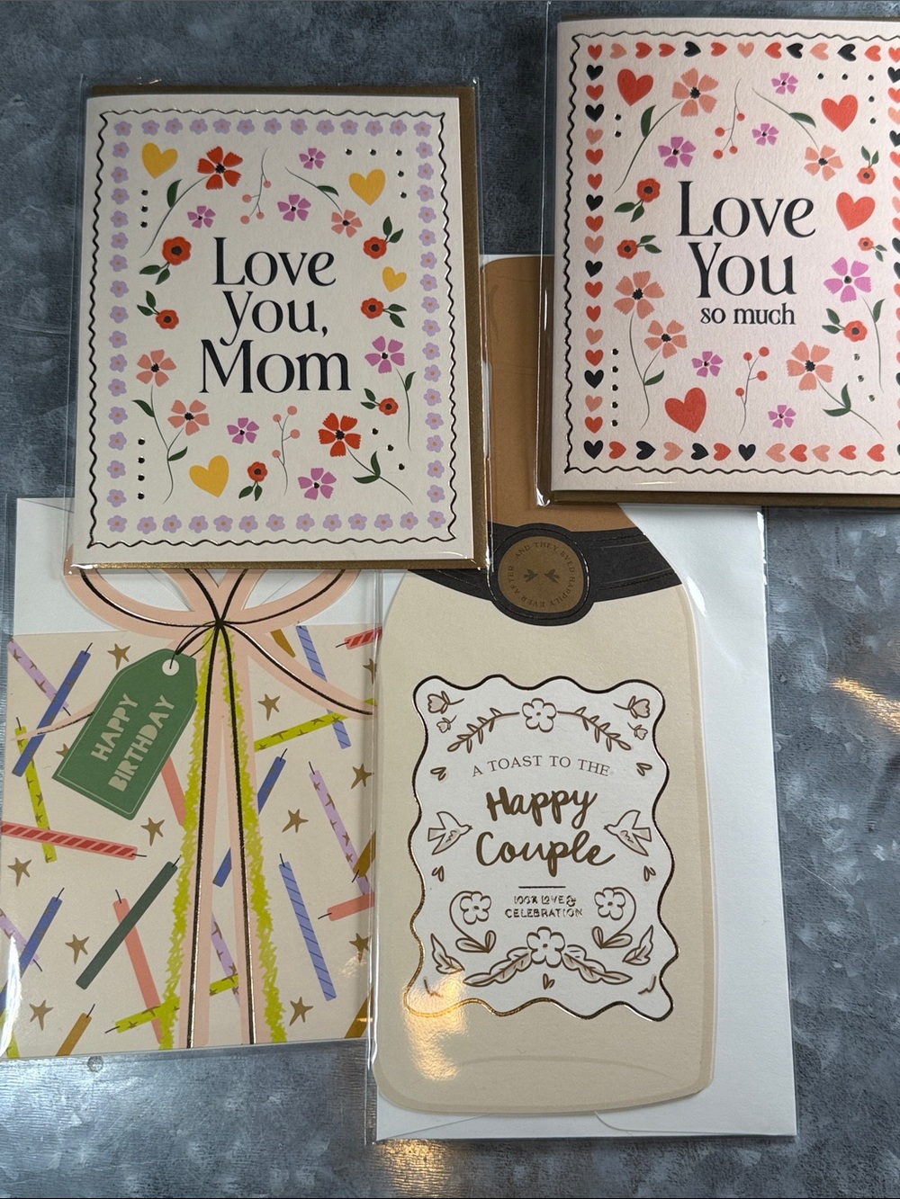 Blank Greeting Card Assortment - Floral "Love You, Mom" &Celebration Designs(#2)